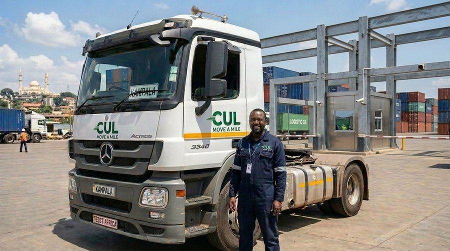 Carltin Uganda Logistics fleet truck at a cargo terminal
