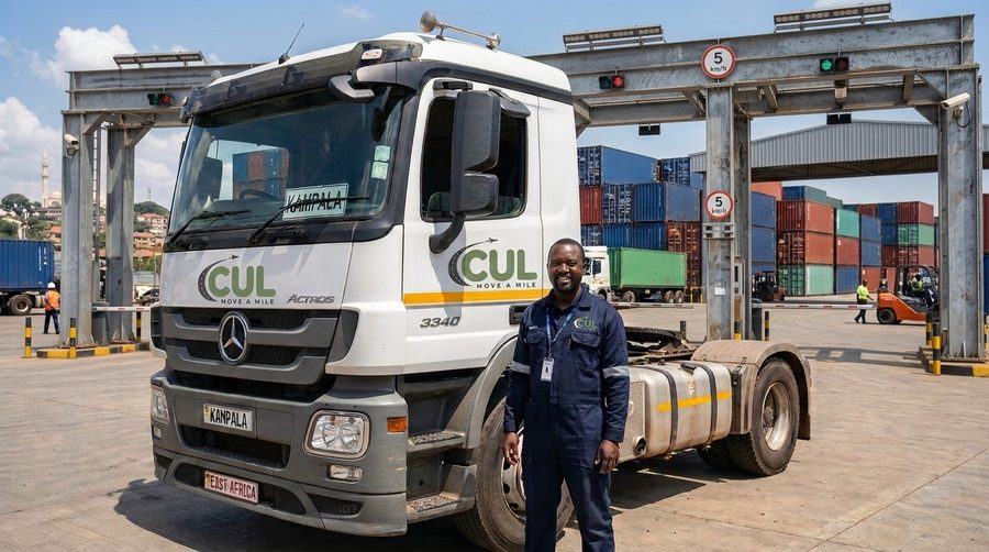 Carltin Uganda Logistics fleet truck at a cargo terminal